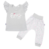 NEW BABY 2-részes pamut együttes New Baby Happy Flower szürke