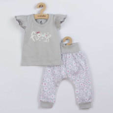 NEW BABY 2-részes pamut együttes New Baby Happy Flower szürke