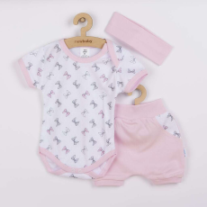 NEW BABY 3-részes nyári pamut együttes New Baby Perfect Summer rózsaszín, vel. 92 (18-24 h)