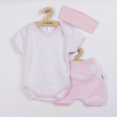 NEW BABY 3-részes nyári pamut együttes New Baby Perfect Summer világos rózsaszín