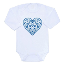NEW BABY Baba body nyomtatással New Baby Népi minta kék szív kombidressz, body
