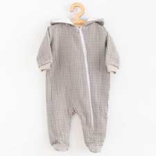 NEW BABY Baba muszlin kezeslábas kapucnival New Baby Comfort clothes szürke rugdalózó