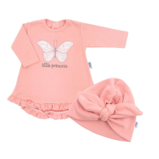 NEW BABY Baba ruha és sapka-turban New Baby Little Princess rózsaszín lányka ruha
