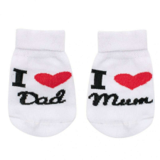 NEW BABY Csecsemő pamut zokni New Baby I Love Mum and Dad fehér gyerek zokni