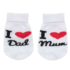 NEW BABY Csecsemő pamut zokni New Baby I Love Mum and Dad fehér gyerek zokni