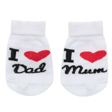NEW BABY Csecsemő pamut zokni New Baby I Love Mum and Dad fehér, vel. 56 (0-3 h)