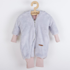 NEW BABY Luxus baba téli kezeslábas New Baby Teddy bear szürke rózsaszín babakabát, overál, bundazsák