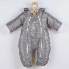 NEW BABY Téli kezeslábas kapucnival és fülekkel New Baby Pumi grey babakabát, overál, bundazsák