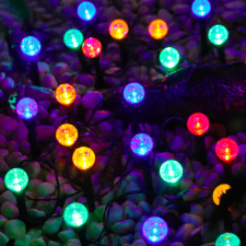 NEW ENERGY Napelemes dekor gömb lámpa 7 méter 20 gömb színes földbe szúrható kültéri világítás kerti szolár világítás kültéri világítás
