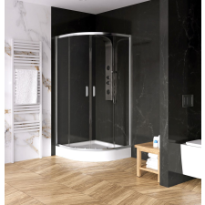 New Trendy Suvia zuhanykabin zuhanytállal 80x80 cm félkör alakú króm fényes/átlátszó üveg ZS-0001 kád, zuhanykabin