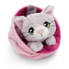 NICI Csíkos cica plüssfigura rózsaszín kosárban 12 cm (61331) plüssfigura