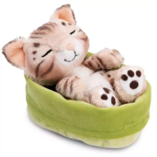 NICI Green: Szunyókáló bengáli plüss cica kosárban - 15 cm plüssfigura