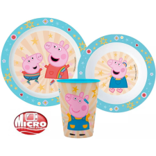 Nickelodeon Peppa malac étkészlet, micro műanyag szett 260 ml-es pohárral babaétkészlet