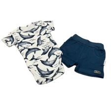 Nicol 2 részes nyári szett - Fehér/Kék Delfines 80 babaruha szett