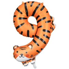 Nie Fóliából készült születésnapi lufi "9" - Tigris 64x87 cm party kellék