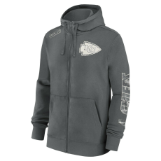 Nike cotton full-zip fleece hoodie - nfl kansas city chiefs pulóver férfi szürke xxl