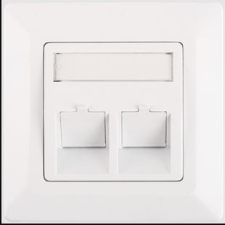 Nikomax Fali aljzat kerettel, 80x80mm, 2 portos, fehér kábel és adapter