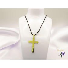  Nikos nemesacél kereszt medál bőr nyaklánccon-18K nyaklánc