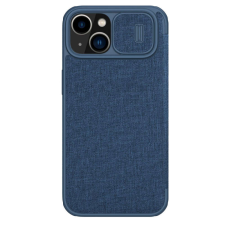 Nillkin Apple iPhone 14 Nillkin Qin Cloth Pro flip tok kameravédővel, Kék mobiltelefon kellék