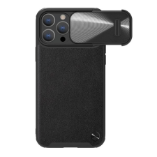 Nillkin CAMSHIELD LEATHER műanyag telefonvédő (ütésállóság. ECO bőr hatású. kameravédő) FEKETE tok és táska