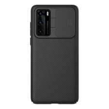 Nillkin Camshield műanyag telefonvédő ( Huawei P40 szilikon keret, közepesen ütésálló, csíkos) fekete tok és táska