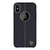 Nillkin ENGLON műanyag telefonvédő (bőr hatású, varrás minta, logo kivágás) FEKETE [Apple iPhone XS 5.8] (5996457731978)