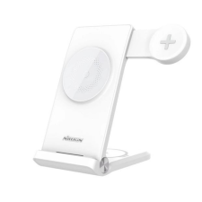 Nillkin POWERTRIO asztali töltőállvány 3in1 (7.5W, wireless, Samsung Watch töltő) fehér (GP-138506) mobiltelefon kellék