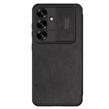 Nillkin Qin Pro Samsung Galaxy S25 bőr flip tok, fekete tok és táska