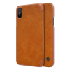 Nillkin QIN tok álló, bőr hatású (FLIP, oldalra nyíló, bankkártya tartó) BARNA Apple iPhone X 5.8, Apple iPhone XS 5.8