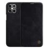 Nillkin QIN tok álló, bőr hatású (FLIP, oldalra nyíló, bankkártya tartó) FEKETE [Apple iPhone 12 Pro Max] (5996457998975)