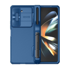 Nillkin Samsung Galaxy Z Fold5 SM-F946B, Műanyag hátlap + szilikon keret, közepesen ütésálló, kamera védelem, csíkos minta, Nillkin CamShield Pro, sötétkék tok és táska