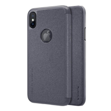 Nillkin SPARKLE műanyag telefonvédő (mikroszálas bőr hatású FLIP, oldalra nyíló, logo kivágás) FEKETE [Apple iPhone XS 5.8] tok és táska
