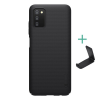 Nillkin SUPER FROSTED műanyag telefonvédő (gumírozott, érdes felület + asztali tartó) FEKETE [Samsung Galaxy A03s (SM-A037F)] (5996591114521)