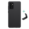 Nillkin SUPER FROSTED műanyag telefonvédő (gumírozott, érdes felület + asztali tartó) FEKETE [Samsung Galaxy A72 5G (SM-A726F)] (5996591046563)