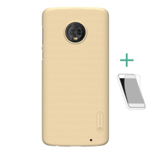 Nillkin SUPER FROSTED műanyag telefonvédő (gumírozott, érdes felület + képernyővédő fólia) ARANY tok és táska