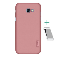 Nillkin SUPER FROSTED műanyag telefonvédő (gumírozott, érdes felület + képernyővédő fólia) ROZÉARANY tok és táska
