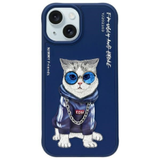 Nimmy Glasses Cool Cat tok iPhone 15 - kék tok és táska