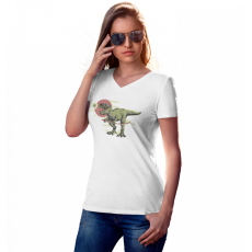  Ninja T-rex - Női V-Nyakú Póló