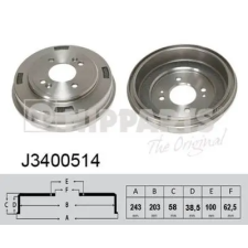 NIPPARTS fékdob J3400514 autóalkatrész