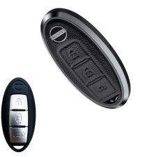 Nissan 3 gombos smart kulcs aluminium+bőr tok autó tuning