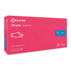  Nitrylex® magenta púdermentes nitril vizsgálókesztyű - S, Nitril, 100