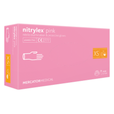  Nitrylex® pink púdermentes nitril vizsgáló kesztyű (rózsaszín) 100 db - XS, Nitril, 100