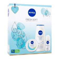 Nivea Fresh Soft ajándékcsomagok Creme Soft tusfürdő 250 ml + Original Natural golyós izzadásgátló dezodor 50 ml + Soft hidratálókrém 100 ml nőknek kozmetikai ajándékcsomag