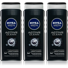 Nivea Men Active Clean fürdőgél férfiaknak 3 x 500 ml (takarékos kiszerelés) tusfürdők