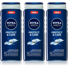 Nivea Men Protect & Care fürdőgél férfiaknak 3 x 500 ml (takarékos kiszerelés) tusfürdők