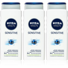 Nivea Men Sensitive fürdőgél férfiaknak 3 x 500 ml (takarékos kiszerelés) tusfürdők