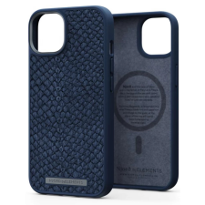 Njord Salmon bőr Magsafe hátlaptok iPhone 14 kék tok és táska