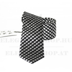  NM slim szövött nyakkendő - Fekete-fehér kockás