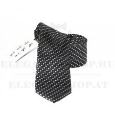  NM slim szövött nyakkendő - Fekete-fehér mintás nyakkendő