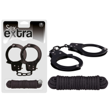 NMC SEX EXTRA - METAL CUFFS & LOVE ROPE BLACK bilincs, kötöző